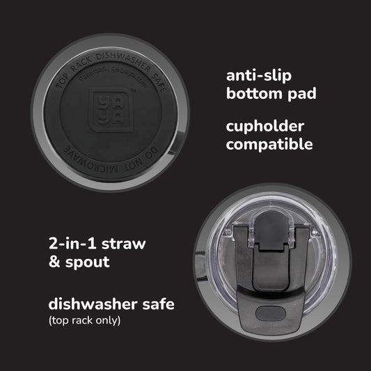 Adult Tumbler with 2-in-1 Straw, Black