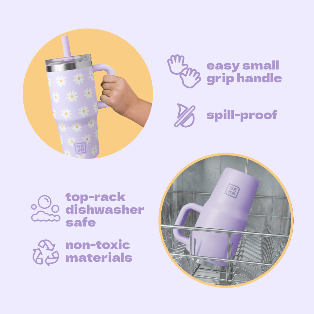 My First Travel Tumbler, Purple Daisies