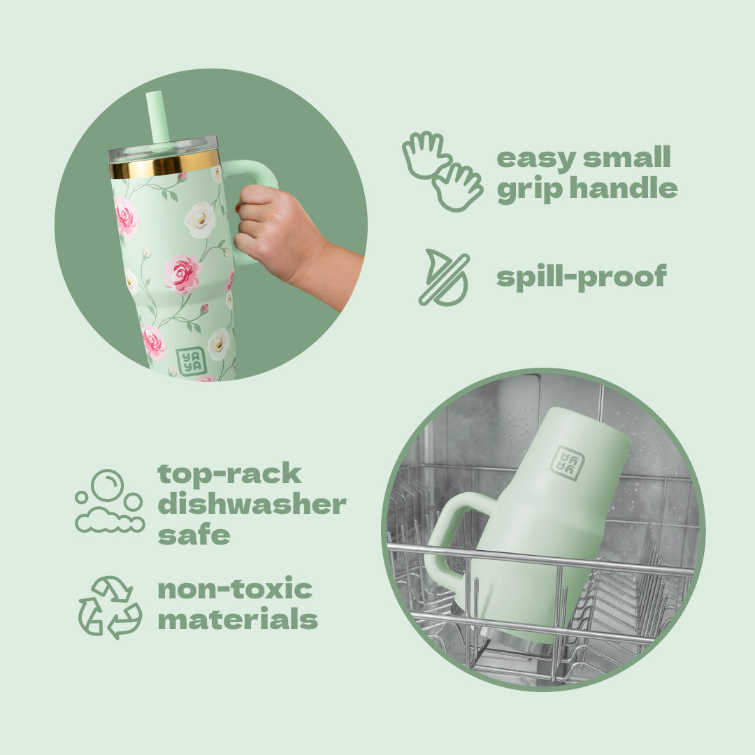 My First Travel Tumbler, Abstract Flowers