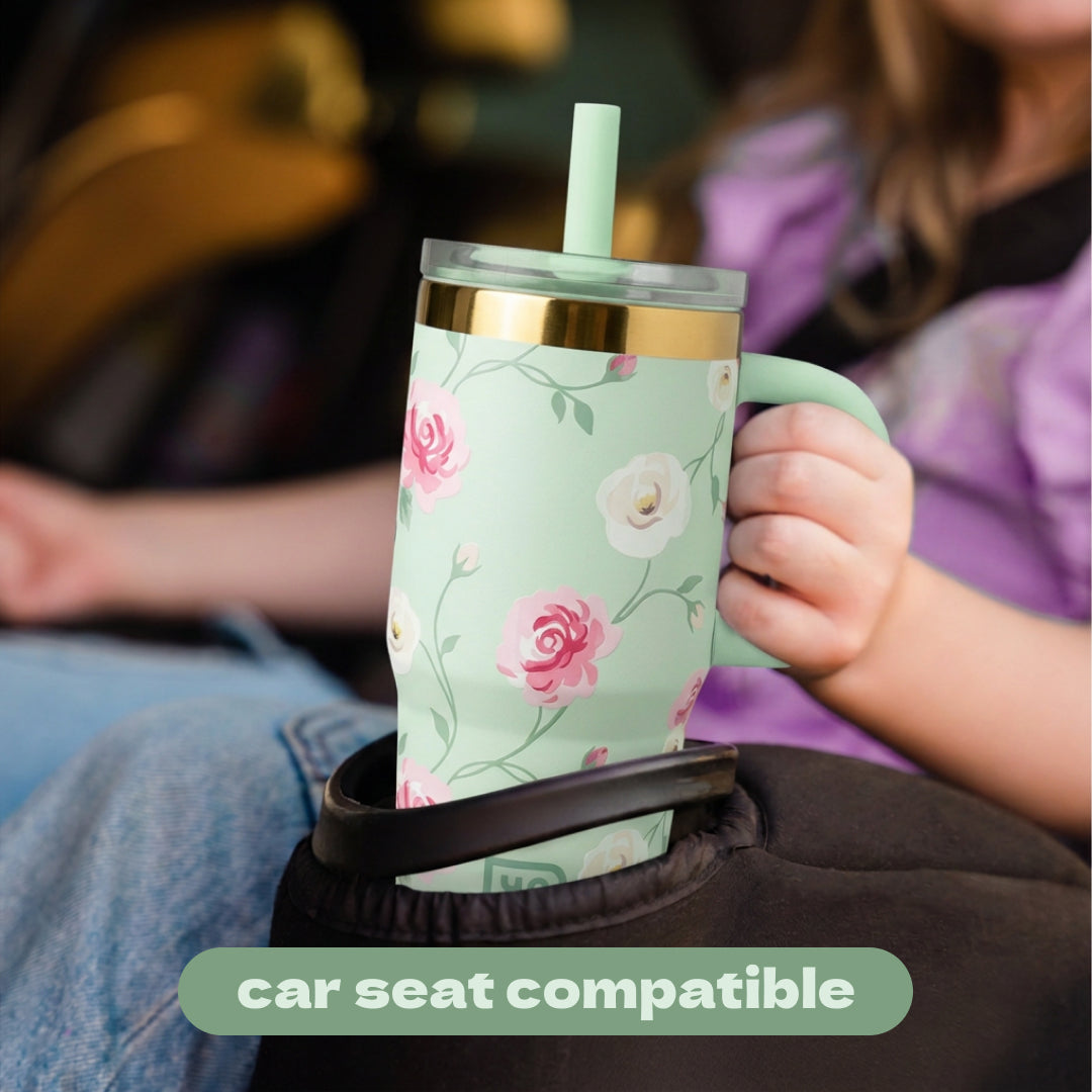 My First Travel Tumbler, Abstract Flowers