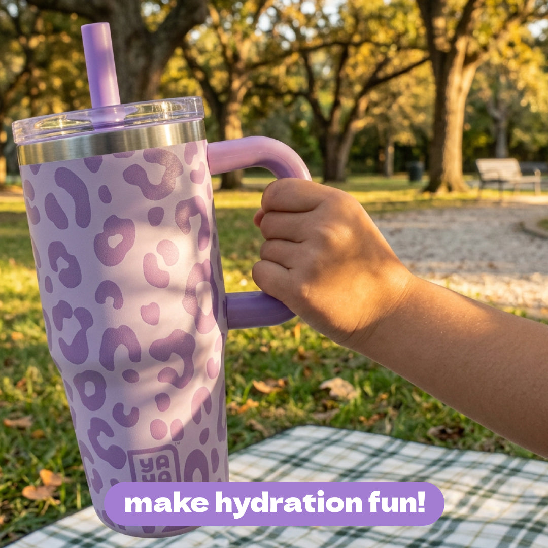 My First Travel Tumbler, Purple Leopard