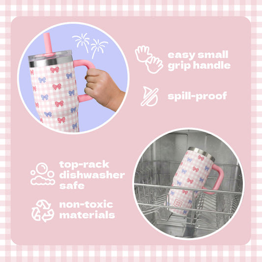 My First 4th of July Tumbler, Gingham Bows