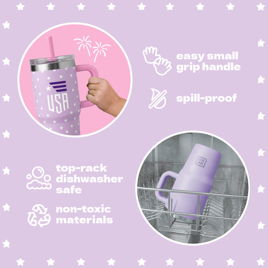 My First 4th of July Tumbler, Purple Stars